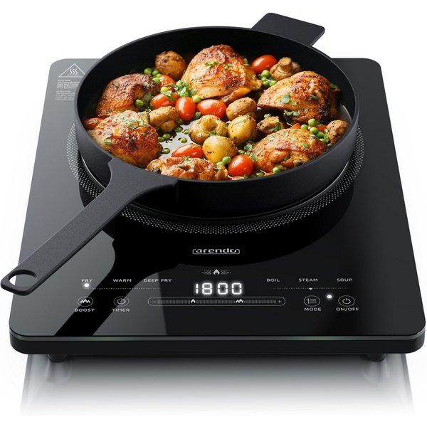Arendo Induktions-Kochfeld Einzelkochplatte Mobile 2200W Induktionsplatte, Timer, Sensor-Touch & Kindersicherung, Mobile 2200W Induktionsplatte, Timer, Sensor-T