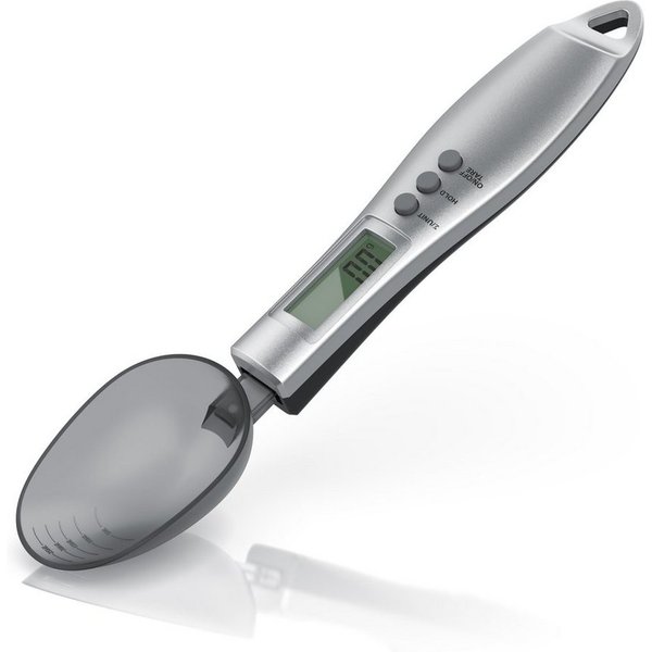Arendo Löffelwaage digital 0,1g, Küchenwaage, Feinwaage, LCD-Anzeige, 2 abnehmbare Löffel, (1-tlg), Summierfunktion, für Gewürze, Proteinpulver, Milchpulver, Ba