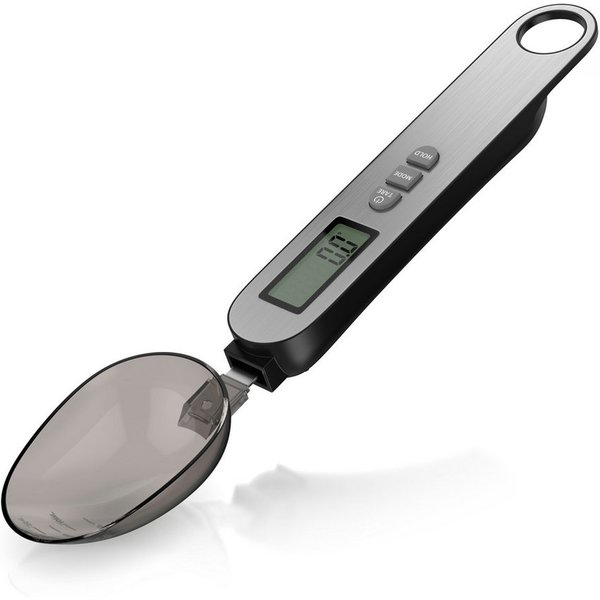 Arendo Löffelwaage Küchenwaage digital, Feinwaage, LCD-Anzeige, max. 500g, 0,1g Auflösung, (1-tlg), 2 abnehmbare Löffel mit Skalierung, Abschaltautomatik 60 s, 