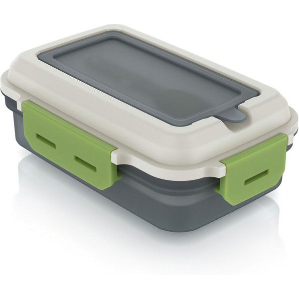 Arendo Lunchbox 1,2 l, rechteckig, luftdicht, Brotdose, Trenntablett & Spork, Kunststoff, (1-tlg., 2 Trennstege, 2 Silikondichtungen), für Erwachsene, auslaufsi