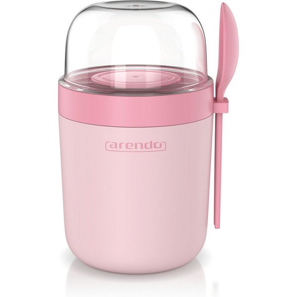 Arendo Mehrwegbecher Müslibecher mit Löffel, Aufbewahrungsbecher 750ml, To Go, Kunststoff, (1-tlg., 1 x Joghurtbecher, 1 x Klarsichtdeckel, 1 x Dressingbox, 1 x