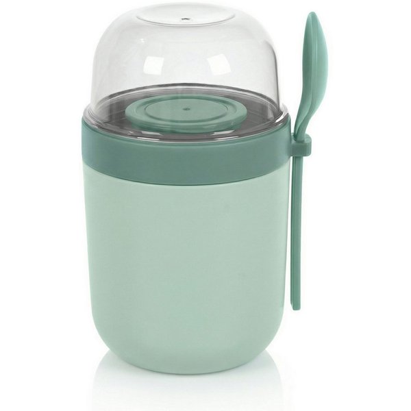 Arendo Mehrwegbecher Müslibecher mit Löffel, Aufbewahrungsbecher 750ml, To Go, Kunststoff, (1-tlg., 1 x Joghurtbecher, 1 x Klarsichtdeckel, 1 x Dressingbox, 1 x