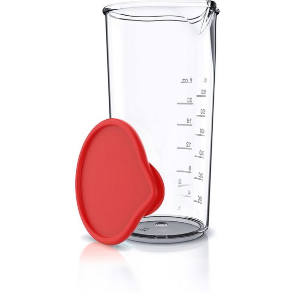 Arendo Messbecher mit Deckel, 600ml, 20 Unzen, Klarsichtbecher, Mixbecher aus Kunststoff, Kunststoff, (1-St), ideal für elektrische Handmixer, Stabmixer & Handr