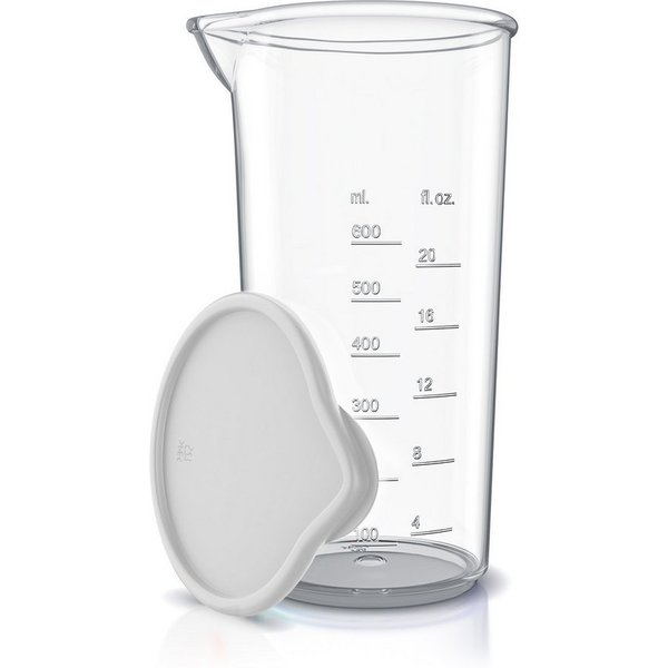 Arendo Messbecher mit Deckel, 600ml, 20 Unzen, Klarsichtbecher, Mixbecher aus Kunststoff, Kunststoff, (1-St), ideal für elektrische Handmixer, Stabmixer & Handr
