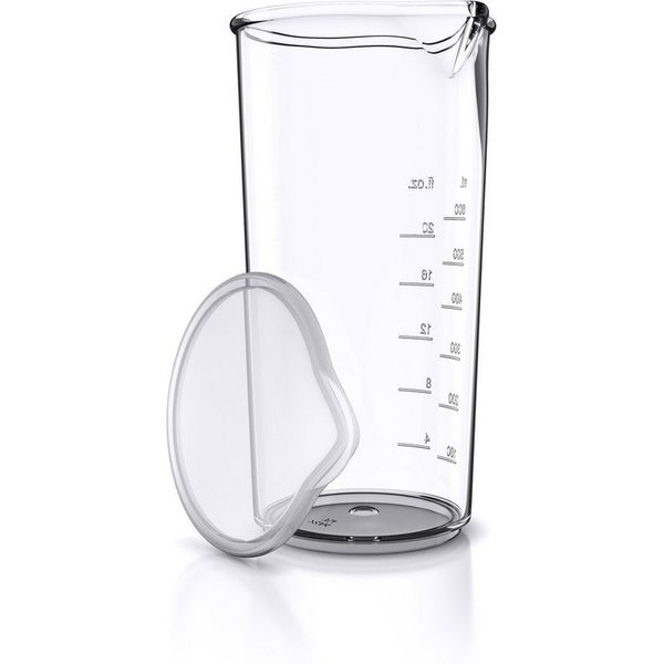 Arendo Messbecher mit Deckel, 600ml, 20 Unzen, Klarsichtbecher, Mixbecher aus Kunststoff, Kunststoff, (1-St), ideal für elektrische Handmixer, Stabmixer & Handr