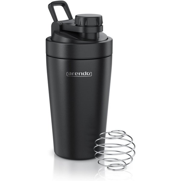 Arendo Protein Shaker Edelstahl Eiweißshaker 500 ml, verschließbar, bruchfest, BPA-frei, Edelstahl, (1-tlg), auslaufsicher, spülmaschinengeeignet, mit Tragegrif