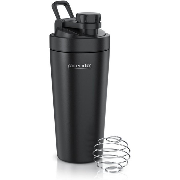 Arendo Protein Shaker Edelstahl Eiweißshaker 750 ml, verschließbar, bruchfest, BPA-frei, Edelstahl, (1-tlg), auslaufsicher, spülmaschinengeeignet, mit Tragegrif