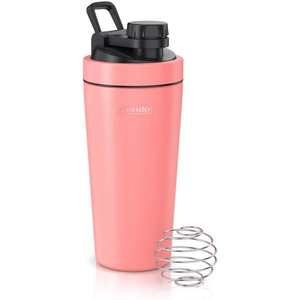 Arendo Protein Shaker Edelstahl Eiweißshaker 750 ml, korall, verschließbar, BPA-frei, Edelstahl, (1-tlg), auslaufsicher, spülmaschinengeeignet, mit Tragegriff u