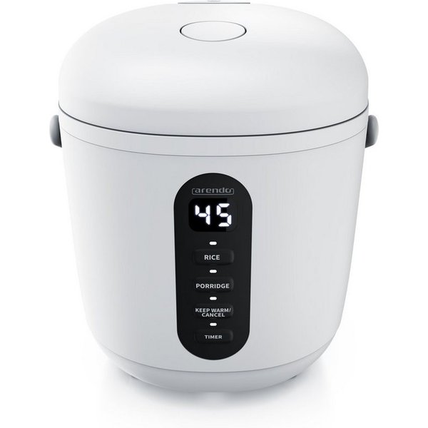 Arendo Reiskocher 0,8l, Messbecher & Reislöffel, Kochprogramme, Timer, Warmhaltefunktion, 300 W, 300 W, für Reis und Porridge, Innentopf Spülmaschinen geeignet
