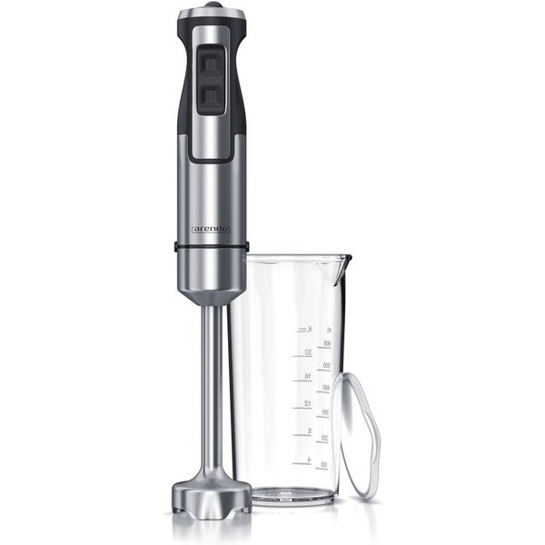 Arendo Stabmixer Edelstahl Pürierstab mit Messbecher, Handmixer, stufenlose Regelung, 1000 W, vierflügeliges Messer, Turbotaste, Abnehmbarer Mixfuß, GS Geprüft