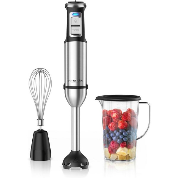 Arendo Stabmixer Set 2000 Watt, Edelstahl Pürierstab, Handmixer, stufenlose Regelung, 2000 W, Turbotaste, Abnehmbarer Mixfuß, DC-Motor, ergonomischer Griff