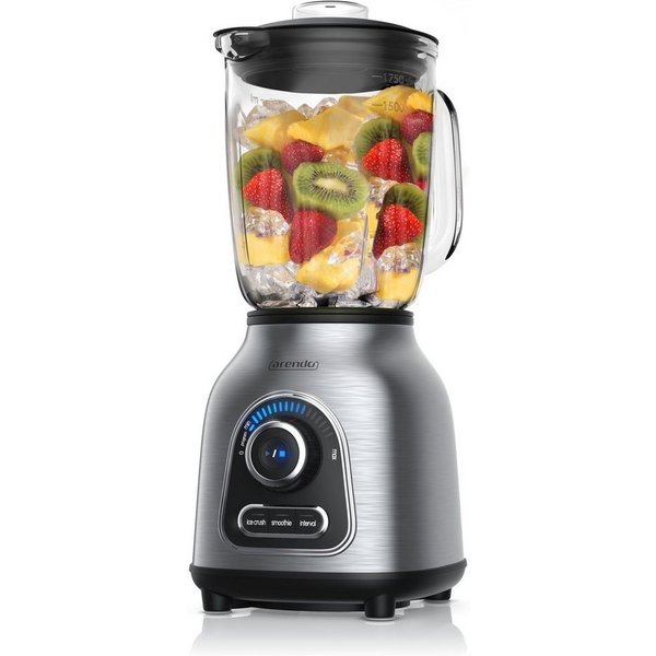 Arendo Standmixer Edelstahl Power Mixer, 1,75l Glasbehälter, Blender, Hochleistungsmixer, 1400 W, Smoothie Maker, Edelstahlmesser, 10 Leistungsstufen, Impulsfun