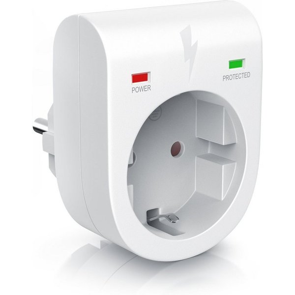 Arendo Steckdose Schuko Überspannungsschutzadapter, LED, Kindersicherung, 3500W, 1-St., IP20, integrierter Berührungsschutz, belastbar bis 16 A, LED-Anzeige