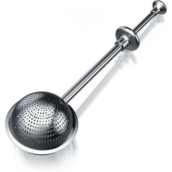 Arendo Teesieb aus Edelstahl, Tee-Ei mit langem Griff und Daumenauflage, Gewürzkugel, Edelstahl 304, (1-St), Teefilter, Kräutersieb mit Teleskopgriff für Tee, G