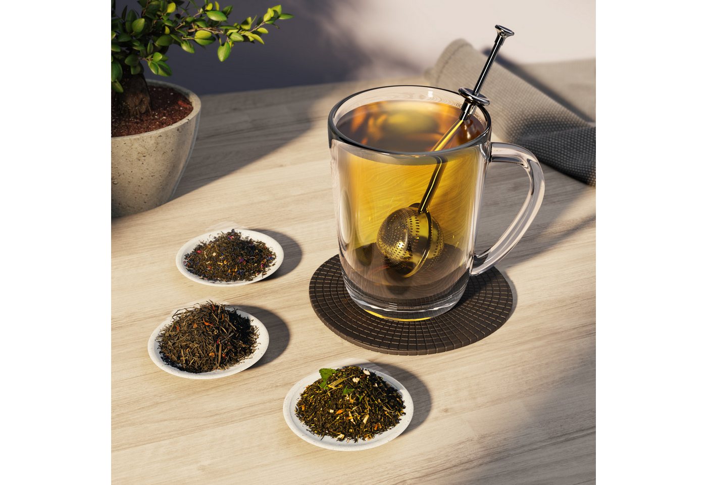 Arendo Teesieb aus Edelstahl, Tee-Ei mit langem Griff und Daumenauflage, Gewürzkugel, Edelstahl 304, (1-St), Teefilter, Kräutersieb mit Teleskopgriff für Tee, G – Bild 5 von 5