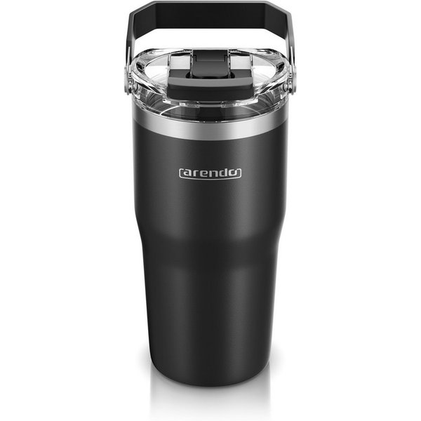 Arendo Thermobecher Thermal Mug 600 ml, Kaffee to go Becher mit Deckel aus Edelstahl 0,6 L, 1-tlg., Edelstahl (SUS304 innen, SUS201 außen), Deckel aus Kunststof