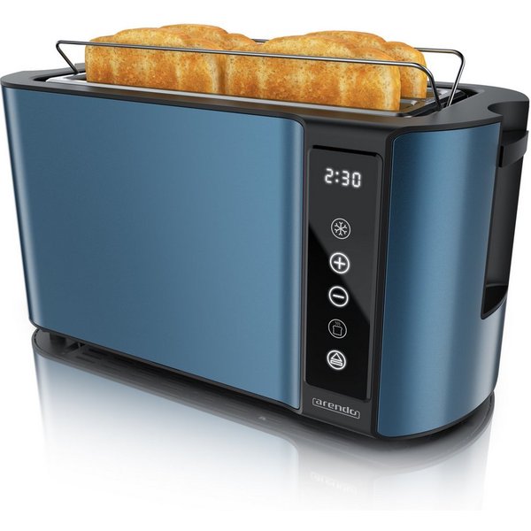 Arendo Toaster 4-Scheiben, Wärmeisoliertes Doppelwandgehäuse, Display Restzeitanzeige, 2 lange Schlitze, für 4 Scheiben, 1500 W, Langschlitz, Brötchenaufsatz, B