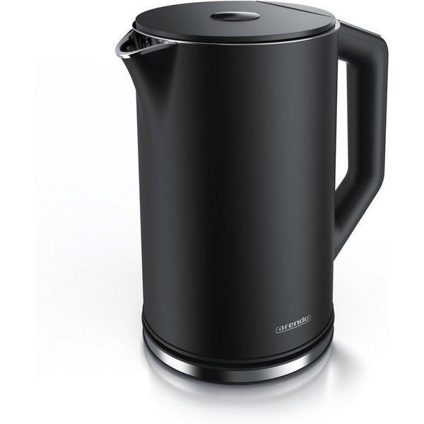 Arendo Wasserkocher aus Edelstahl, Temperatureinstellung 40°–100°C mit Anzeige, Doppelwand, 1,5 l, 2200 W, Teekocher mit Temperaturanzeige, in 5 °C-Schritten ei