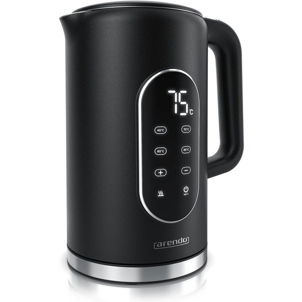 Arendo Wasserkocher aus Edelstahl, Temperatureinstellung 40°-100°C mit Anzeige, Teekocher, 1,7 l, 2200 W, 40-100 °C in 5 °C-Schritten, Doppelwand, 2 h Warmhalte