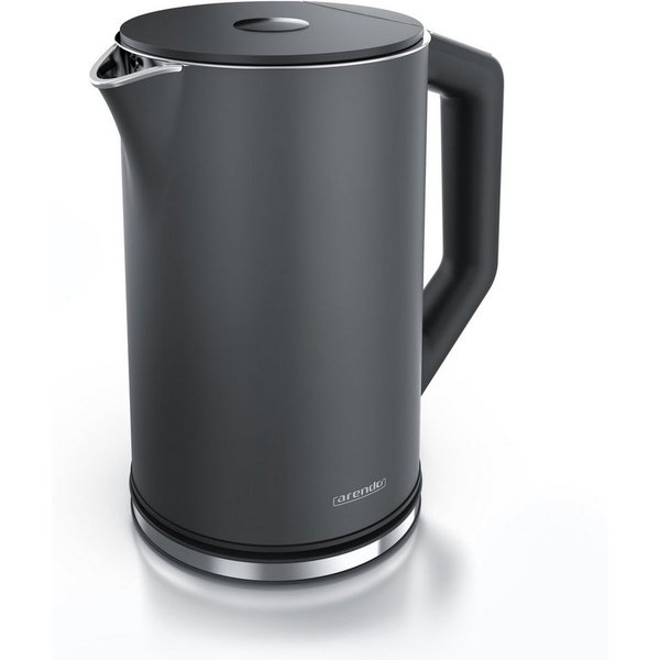 Arendo Wasserkocher aus Edelstahl, Temperatureinstellung 40°–100°C mit Anzeige, Doppelwand, 1,5 l, 2200 W, Teekocher mit Temperaturanzeige, in 5 °C-Schritten ei
