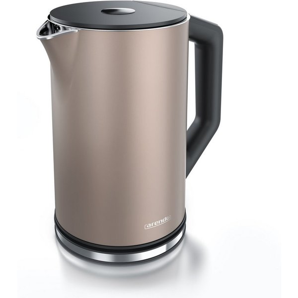 Arendo Wasserkocher aus Edelstahl, Temperatureinstellung 40°–100°C mit Anzeige, Doppelwand, 1,5 l, 2200 W, Teekocher mit Temperaturanzeige, in 5 °C-Schritten ei