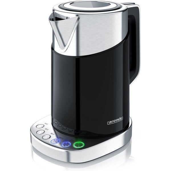 Arendo Wasserkocher Edelstahl, Schnellkoch Funktion, Temperatureinstellung 70° C - 100° C, 1,7 l, 3000 W, Digitale Basisstation, Warmhaltefunktion, Schnellkoch 