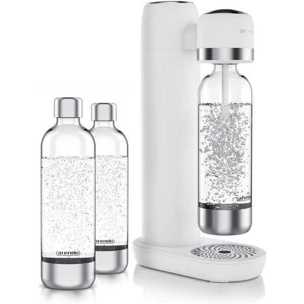 Arendo Wassersprudler Soda Streamer, 3x 1000 ml Flaschen, kompatibel mit 60l CO2 Zylindern, (Set, 4-tlg., Soda Maker, PET-Flasche), Soda Maker + 3 Wasserflasche