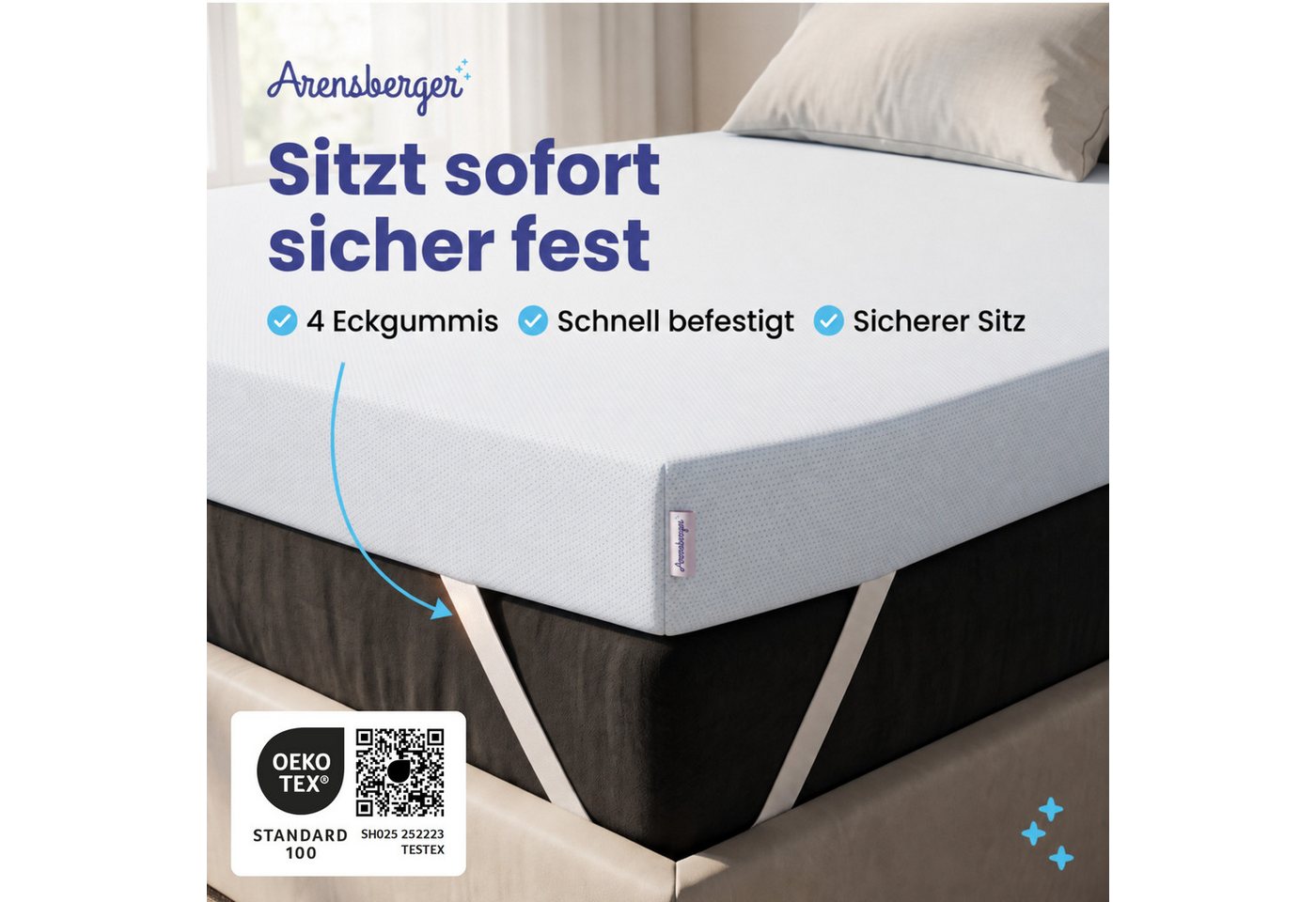 Arensberger, Topper LUXURY Matratzentopper, Gelschaum, 10 cm, für alle Matratzen, 10 cm hoch, Gel Foam, (90 x 200 cm, 90x200cm), kühlend, waschbarer Bezug, ruts – Bild 5 von 5