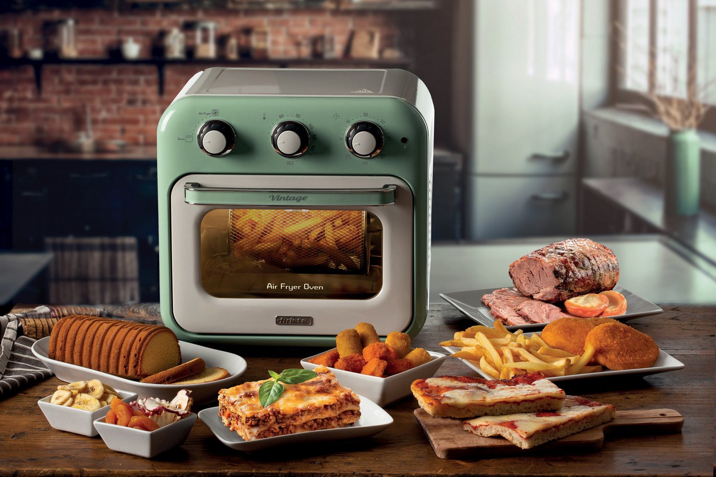 Ariete Heißluftfritteuse 4632GR, 1400 W, Vintage Backofen und Rotisserie in Einem, 16 L grün – Bild 3 von 5