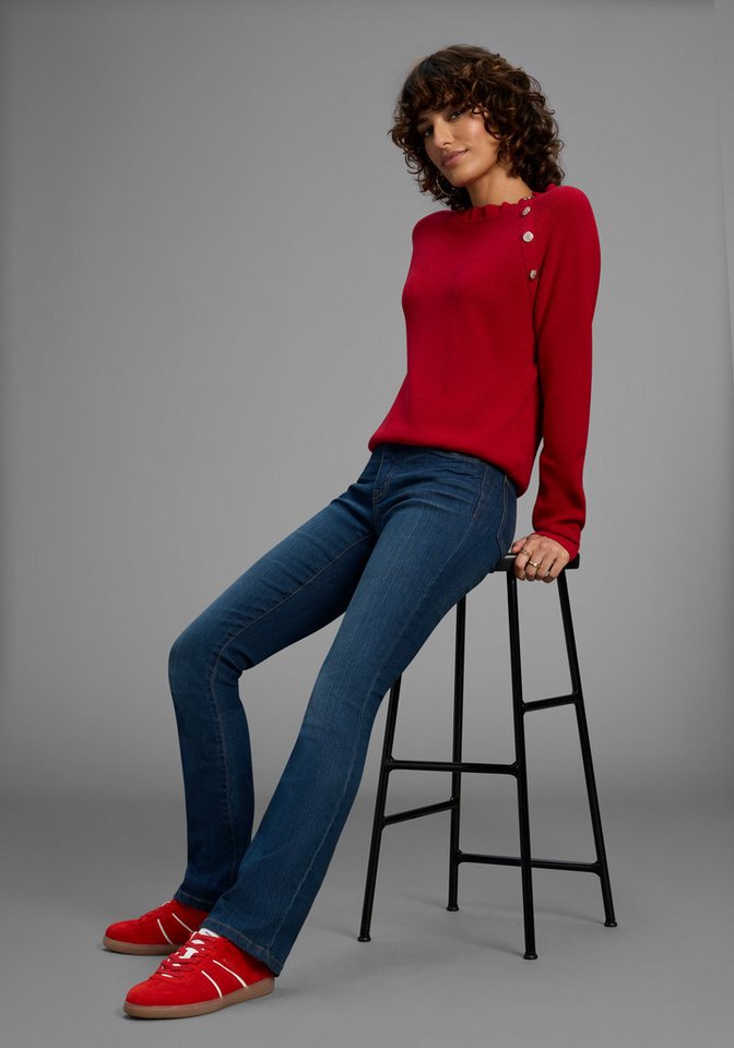 Arizona Bootcut-Jeans Baby-Boot Bootcut-Stil, figurbetonte Passform, mit Used-Effekten – Bild 4 von 5