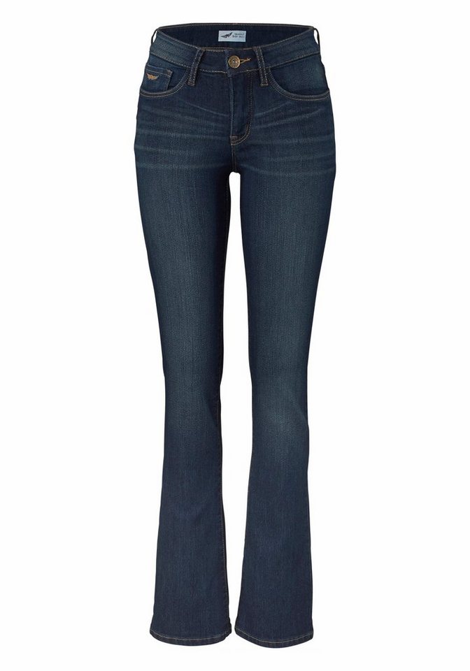 Arizona Bootcut-Jeans Baby-Boot Bootcut-Stil, figurbetonte Passform, mit Used-Effekten – Bild 5 von 5