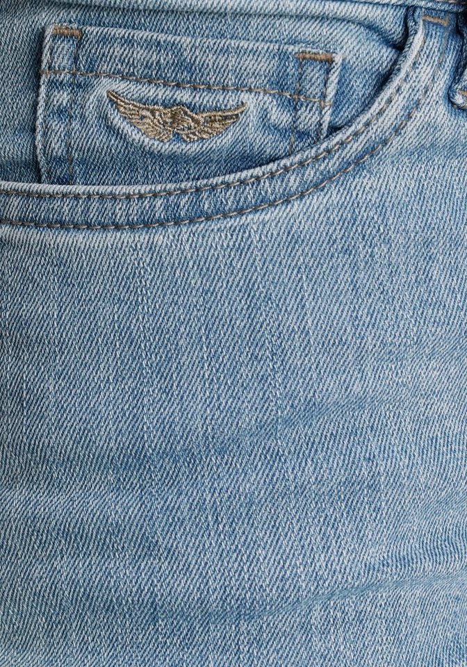 Arizona Bootcut-Jeans Baby-Boot Bootcut-Stil, figurbetonte Passform, mit Used-Effekten – Bild 5 von 5