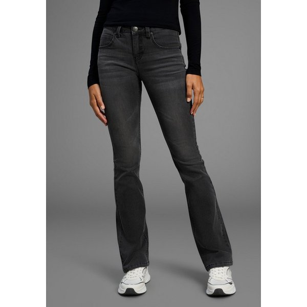 Arizona Bootcut-Jeans Shaping bootcut, Kontrastnähte, Used-Look-Waschung, niedrige Leibhöhe
