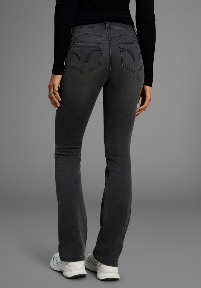 Arizona Bootcut-Jeans Shaping bootcut, Kontrastnähte, Used-Look-Waschung, niedrige Leibhöhe – Bild 2 von 5