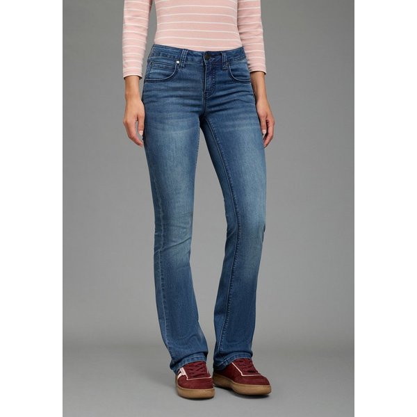 Arizona Bootcut-Jeans Shaping bootcut, Kontrastnähte, Used-Look-Waschung, niedrige Leibhöhe