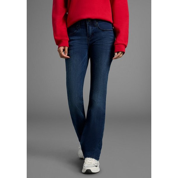 Arizona Bootcut-Jeans Shaping bootcut, Kontrastnähte, Used-Look-Waschung, niedrige Leibhöhe