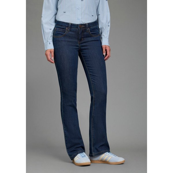 Arizona Bootcut-Jeans Shaping bootcut, Kontrastnähte, Used-Look-Waschung, niedrige Leibhöhe