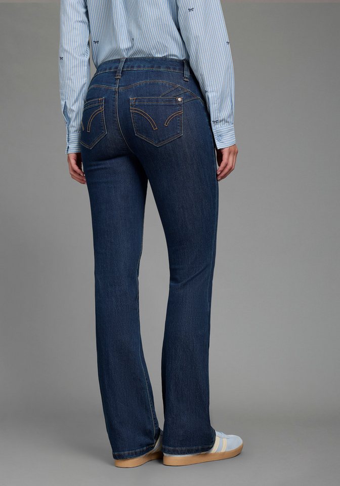 Arizona Bootcut-Jeans Shaping bootcut, Kontrastnähte, Used-Look-Waschung, niedrige Leibhöhe – Bild 2 von 5