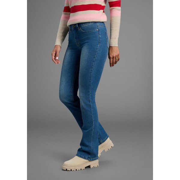 Arizona Bootcut-Jeans Shaping elastische Passform, Bootcut-Beinform, Used-Waschung, hohe Taille