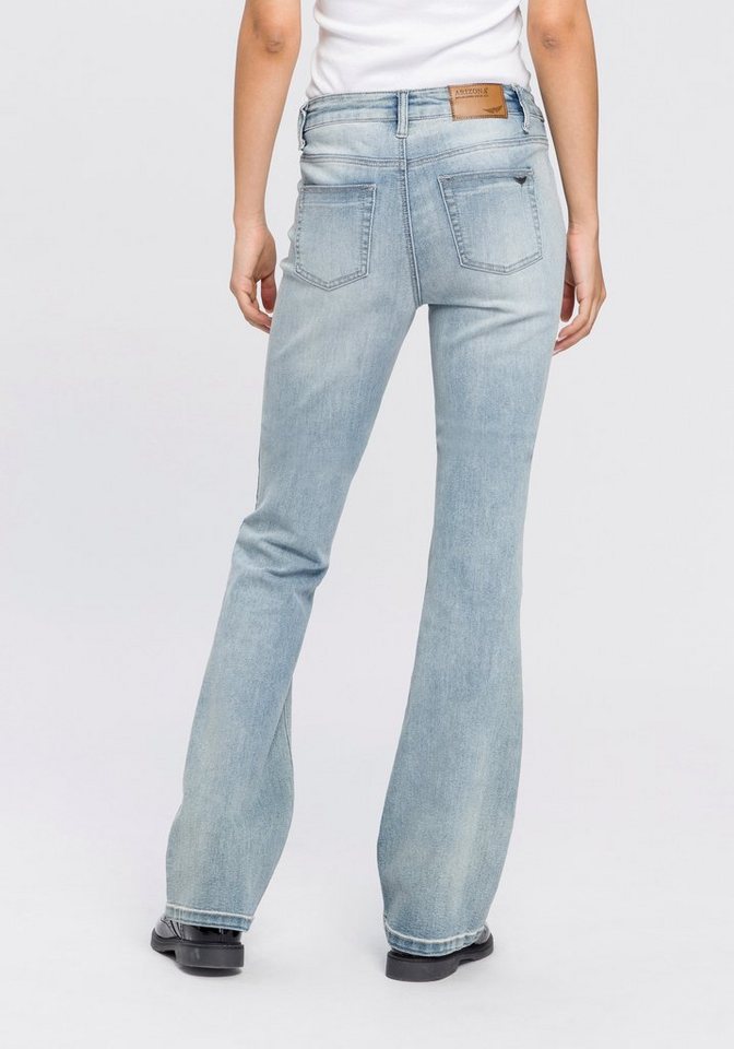 Arizona Bootcut-Jeans Shaping elastische Passform, Bootcut-Beinform, Used-Waschung, hohe Taille – Bild 2 von 5