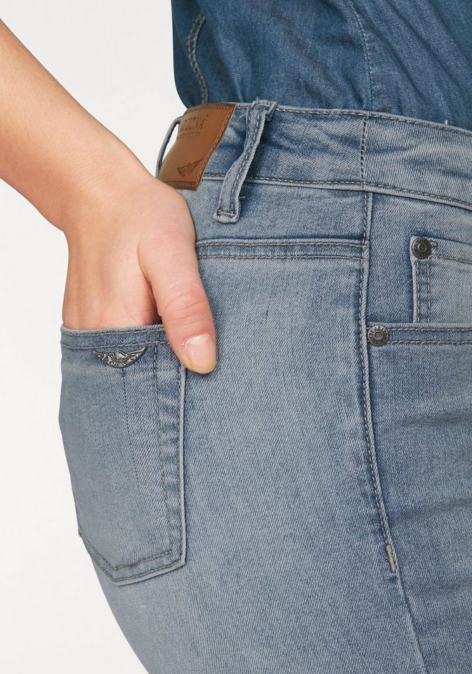 Arizona Bootcut-Jeans Shaping elastische Passform, Bootcut-Beinform, Used-Waschung, hohe Taille – Bild 3 von 5