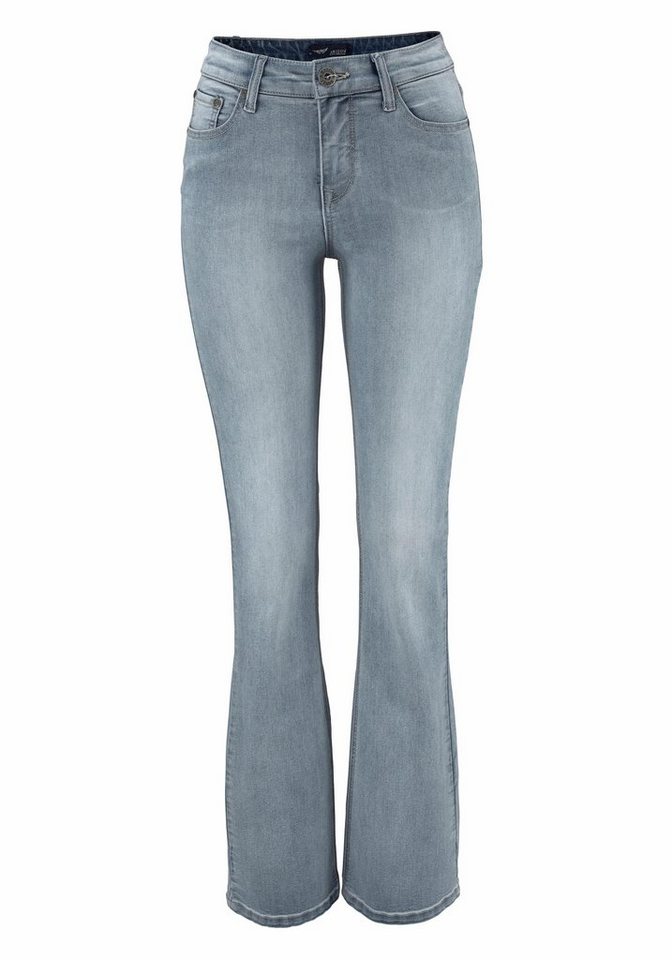 Arizona Bootcut-Jeans Shaping elastische Passform, Bootcut-Beinform, Used-Waschung, hohe Taille – Bild 5 von 5