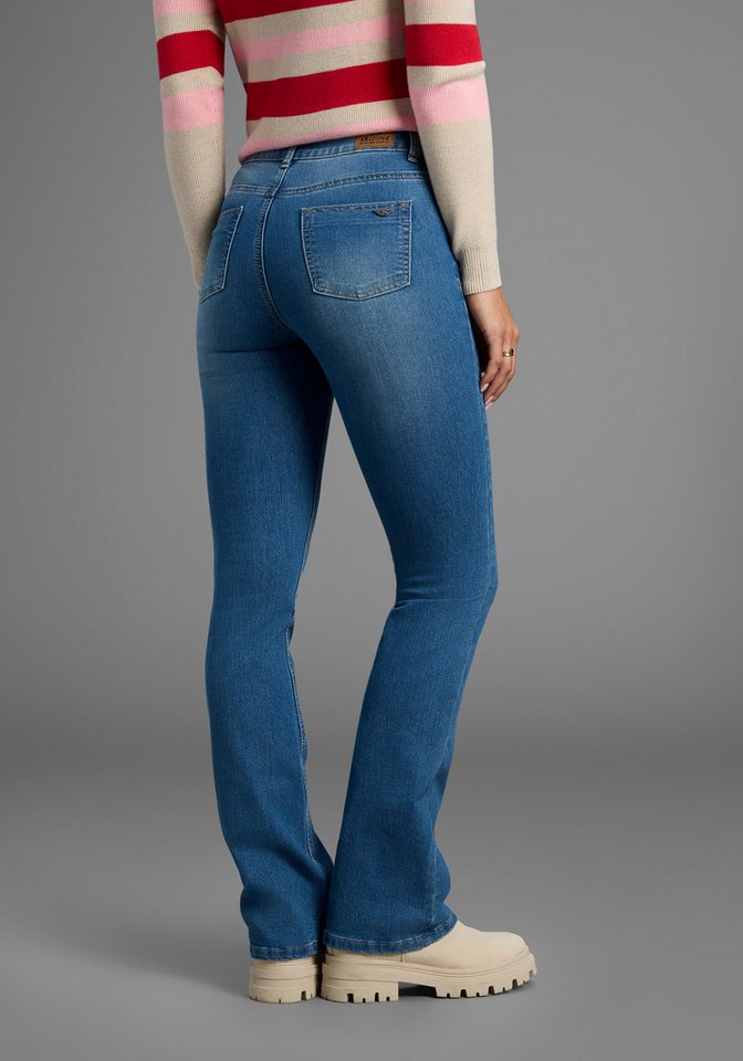 Arizona Bootcut-Jeans Shaping elastische Passform, Bootcut-Beinform, Used-Waschung, hohe Taille – Bild 2 von 5