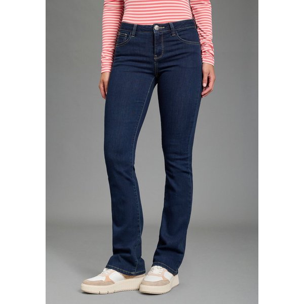 Arizona Bootcut-Jeans Ultra-Stretch normale Passform, Baby-Bootcut, Used-Look-Waschung