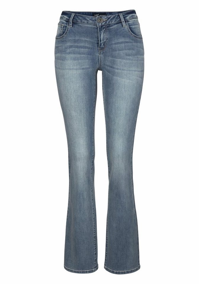 Arizona Bootcut-Jeans Ultra-Stretch normale Passform, Baby-Bootcut, Used-Look-Waschung – Bild 5 von 5
