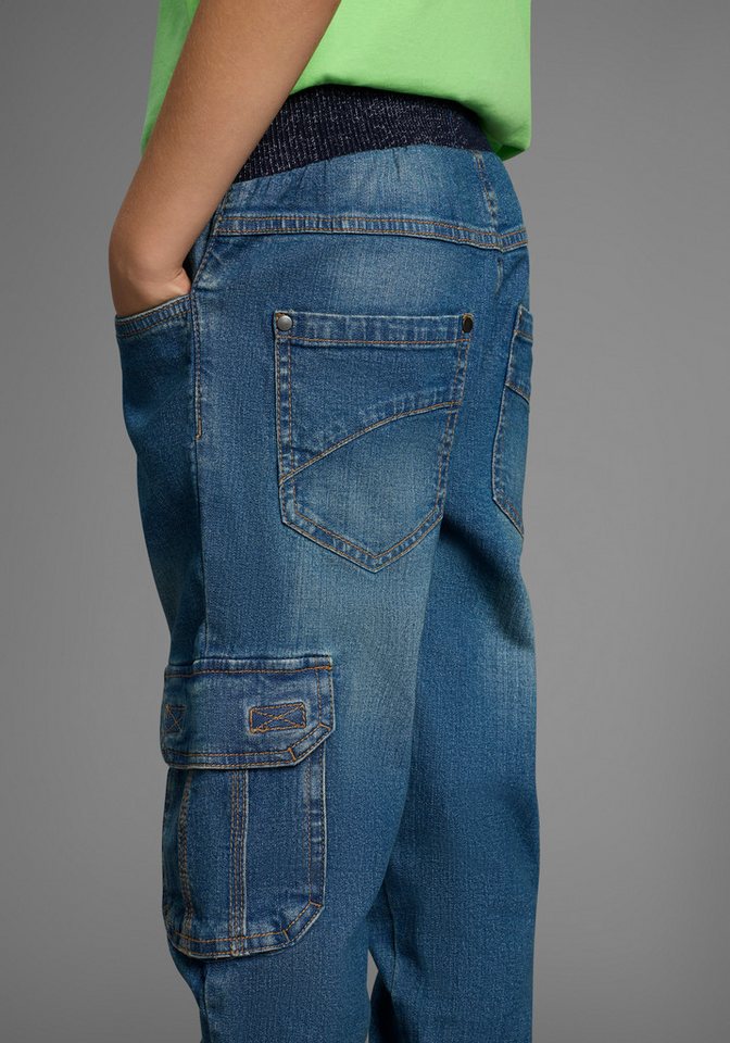 Arizona Cargojeans, Stretch-Jeans für Jungen gerades Bein, mit Bindeband und Gummizug, normale Taille – Bild 3 von 5