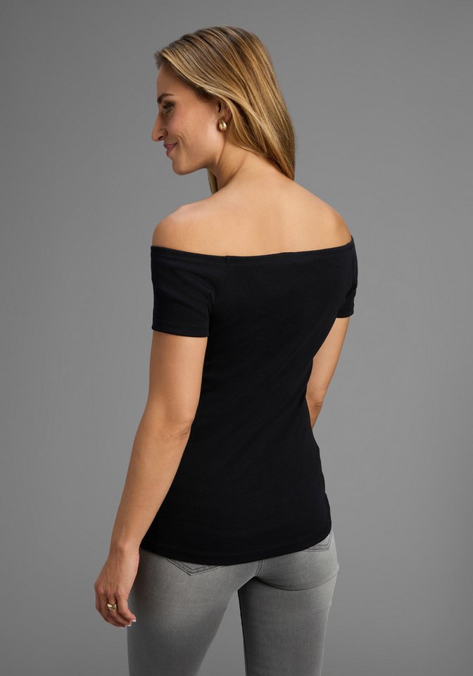 Arizona Carmenshirt Off-Shoulder enge Passform, aus Baumwolle, elastische Rippware – Bild 2 von 5