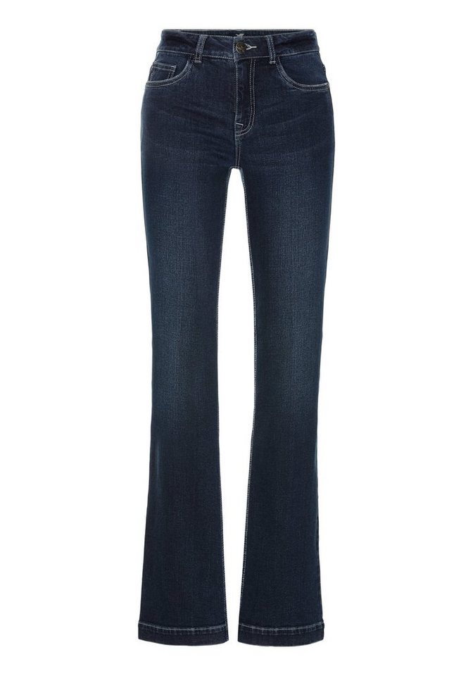 Arizona Gerade Jeans weite Beinform, Used-Look-Waschung, hohe Taille – Bild 5 von 5
