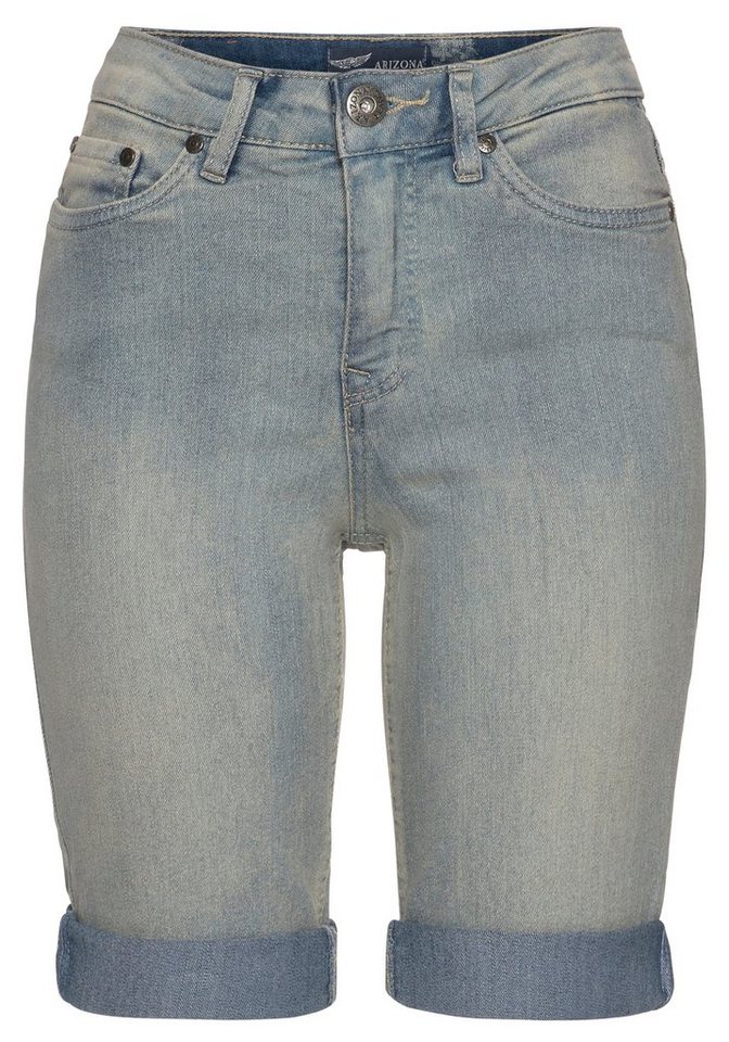 Arizona Jeansbermudas schmale Passform, krempelbarer Saum, Usedwaschung, hohe Leibhöhe – Bild 4 von 5
