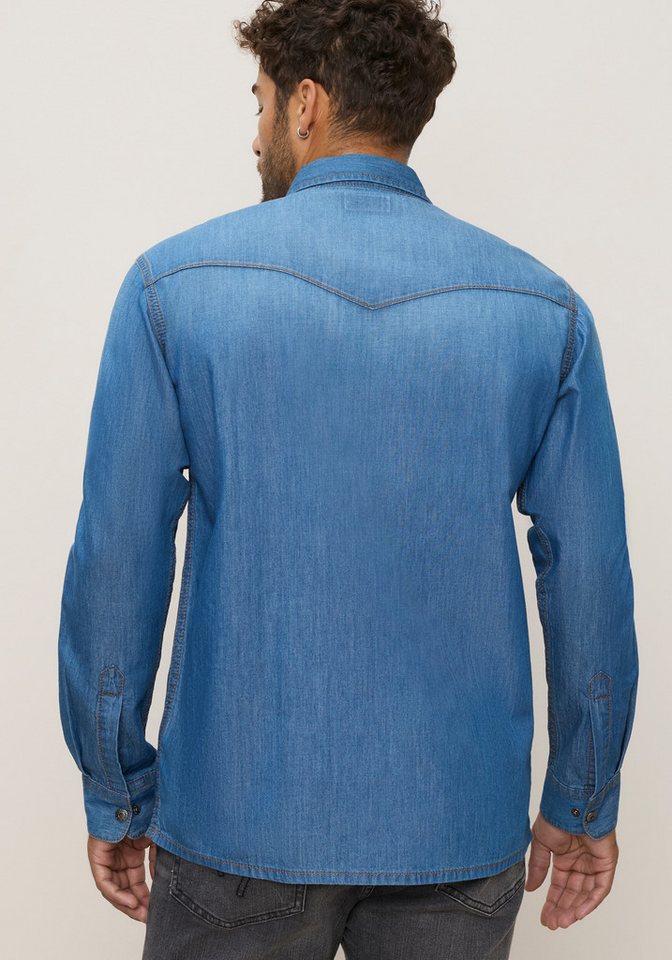 Arizona Jeanshemd schmale Passform, Langarm mit Ärmelschlitz und Manschette – Bild 3 von 5